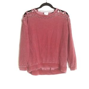 Knox Rose Criss Cross Cold Shoulder Pullover Top